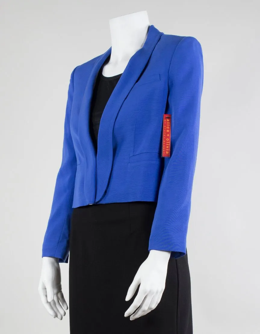 Alice   Olivia Cropped One Button Shawl Collar Blazer Small