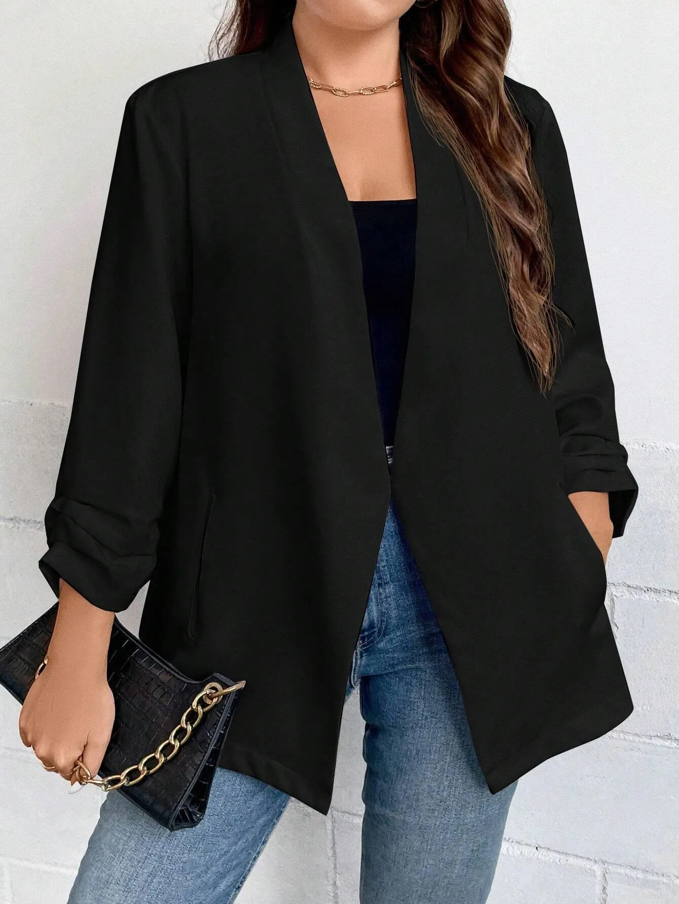 Blazer Liso Preto Plus Size - Vittoria