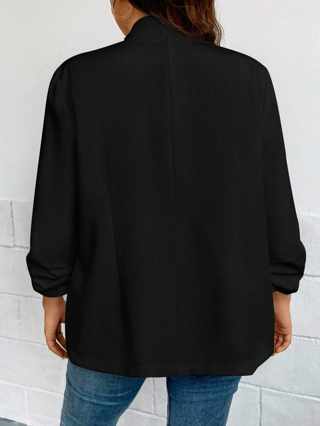 Blazer Liso Preto Plus Size - Vittoria