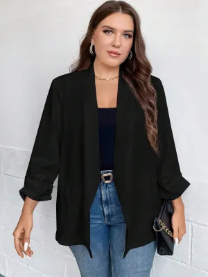 Blazer Liso Preto Plus Size - Vittoria