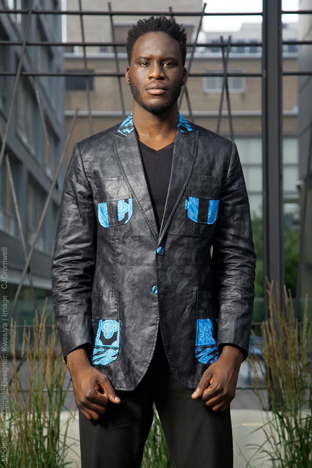 KWESIYA BLAZER IN BLACK BAZIN - S