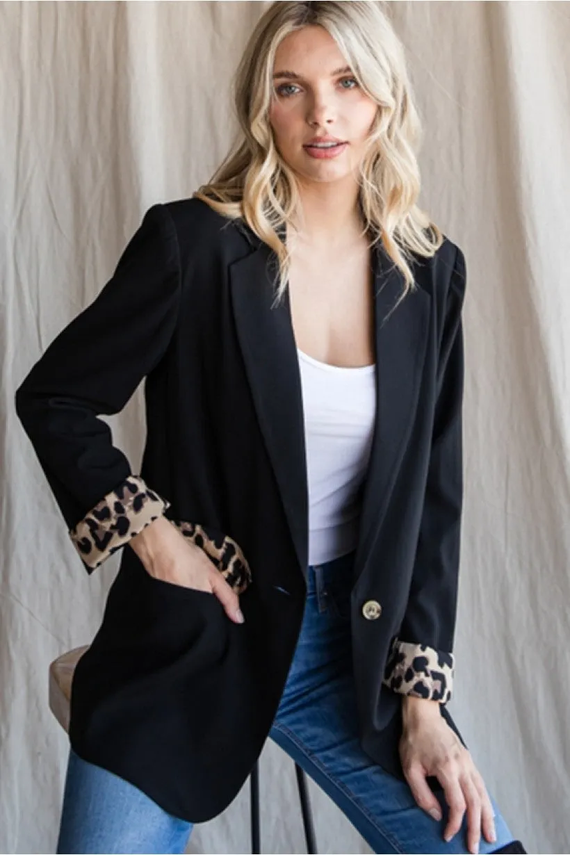 Leopard Cuff Blazer