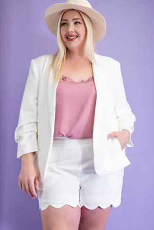 Plus Lapel White Blazer